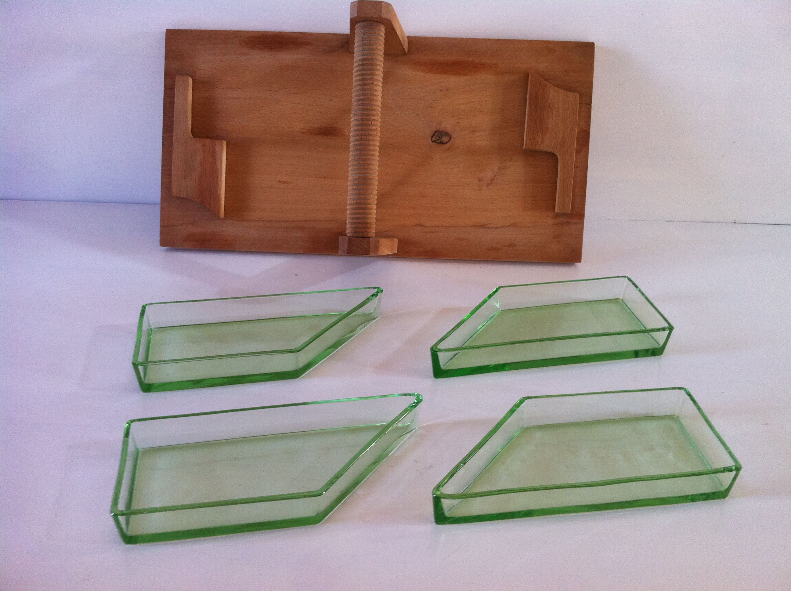 Modernist art deco servant tray made of wood and glass