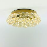 Amber bubble glass flush mount by helena tynell for limburg, germany, 1970s