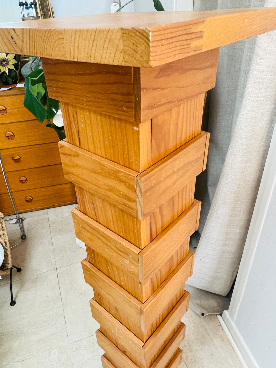 Designer wooden plant stand – 70s