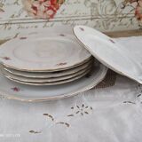 Dessert service 6 people 7 pieces porcelain Bavaria white decoration roses field flowers