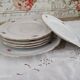 Dessert service 6 people 7 pieces porcelain Bavaria white decoration roses field flowers