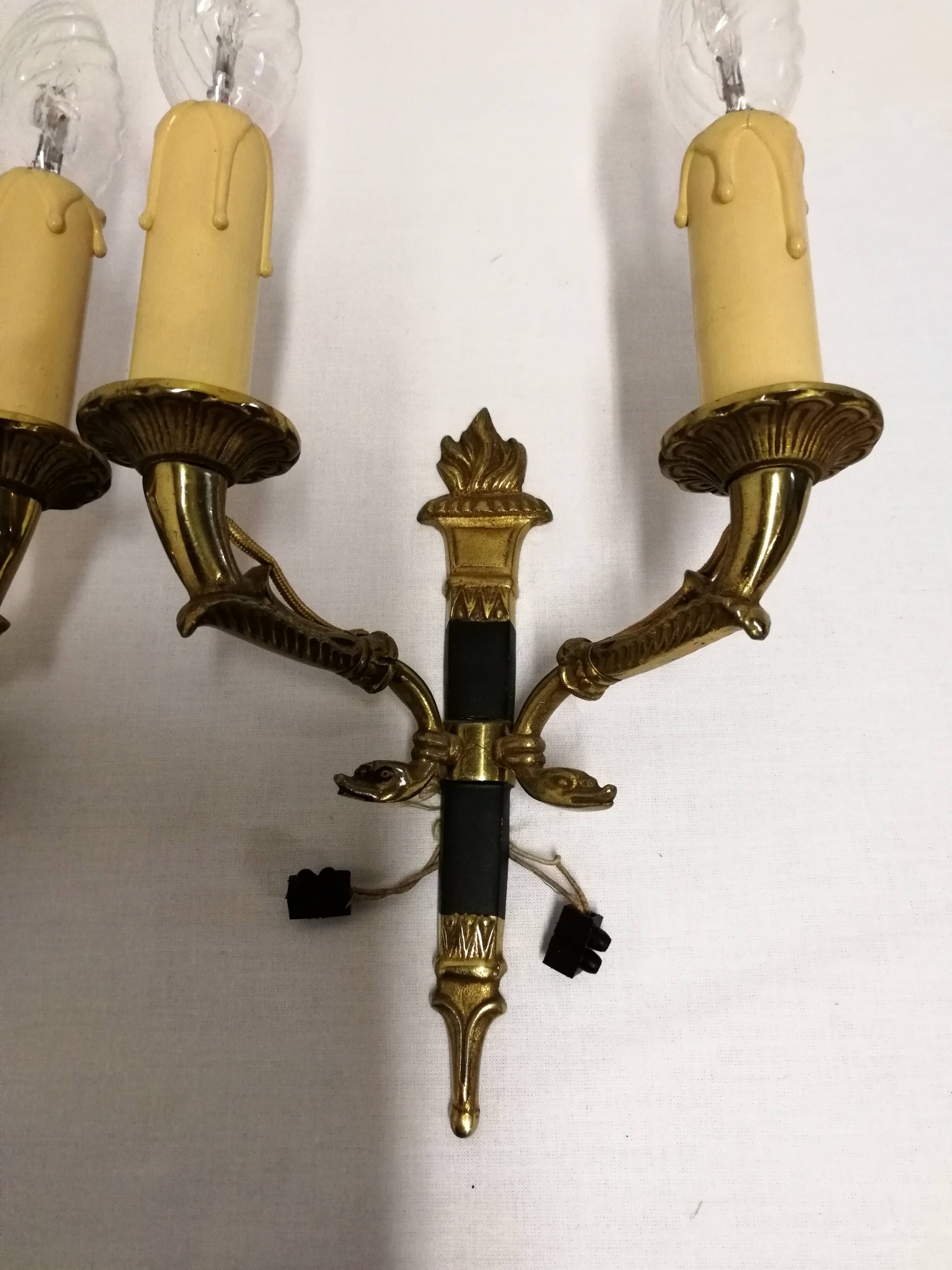 Pair Of Brass Sconces
