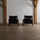 Percival Lafer MP-81 lounge chairs with ottoman in black leather, Brazil 1970s
