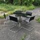 Table et chaises style bauhaus italien chrome & fumé années 1960