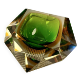 Murano ashtray in submerged green and amber from 1960