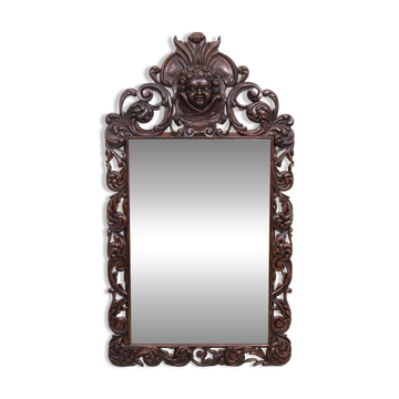 Impressive Monumental 18 Century Antique Cherub Oak mirror Holland