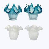 Paire d’appliques porcelaine et tulipes verre rose art-déco