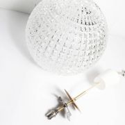 1960s Holophane Ball Pendant Chandelier, Thick Glass, 30 cm, and Vintage Brass