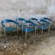 Set of 6 vintage Italian design chairs in leather and chrome metal.