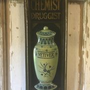 Wooden relief panel "Chemist Druggist" from Country corner