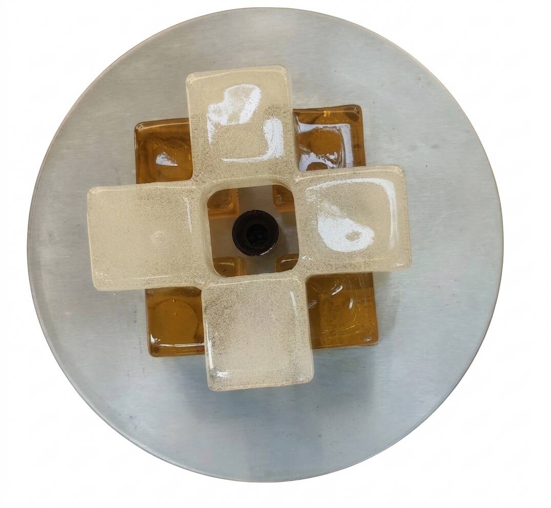 Set of 3 modernist glass ice appliques from Murano Poliarte 1970.