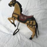 Wooden horse with period ironwork support