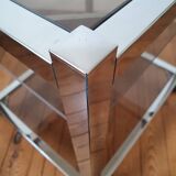 80s chrome and smoked glass rolling trolley