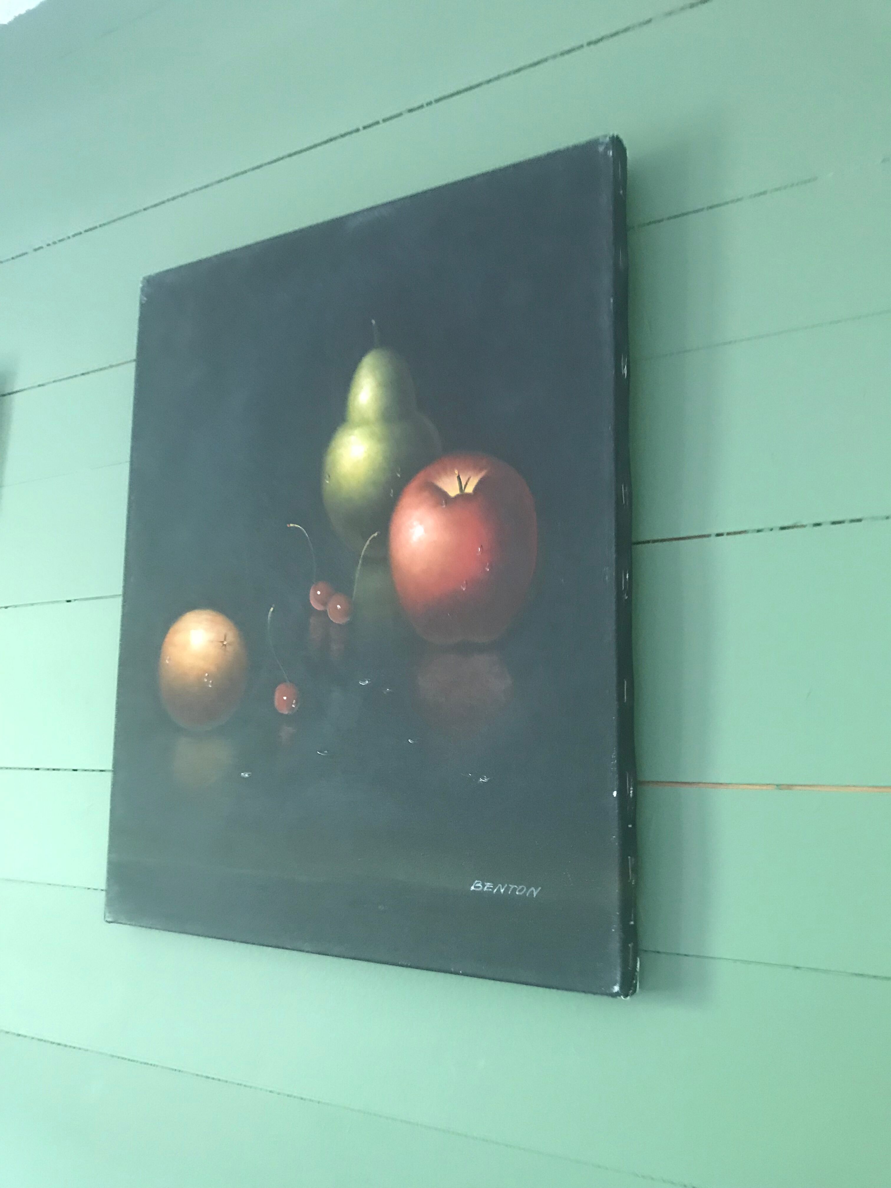 Still life fruit on black background