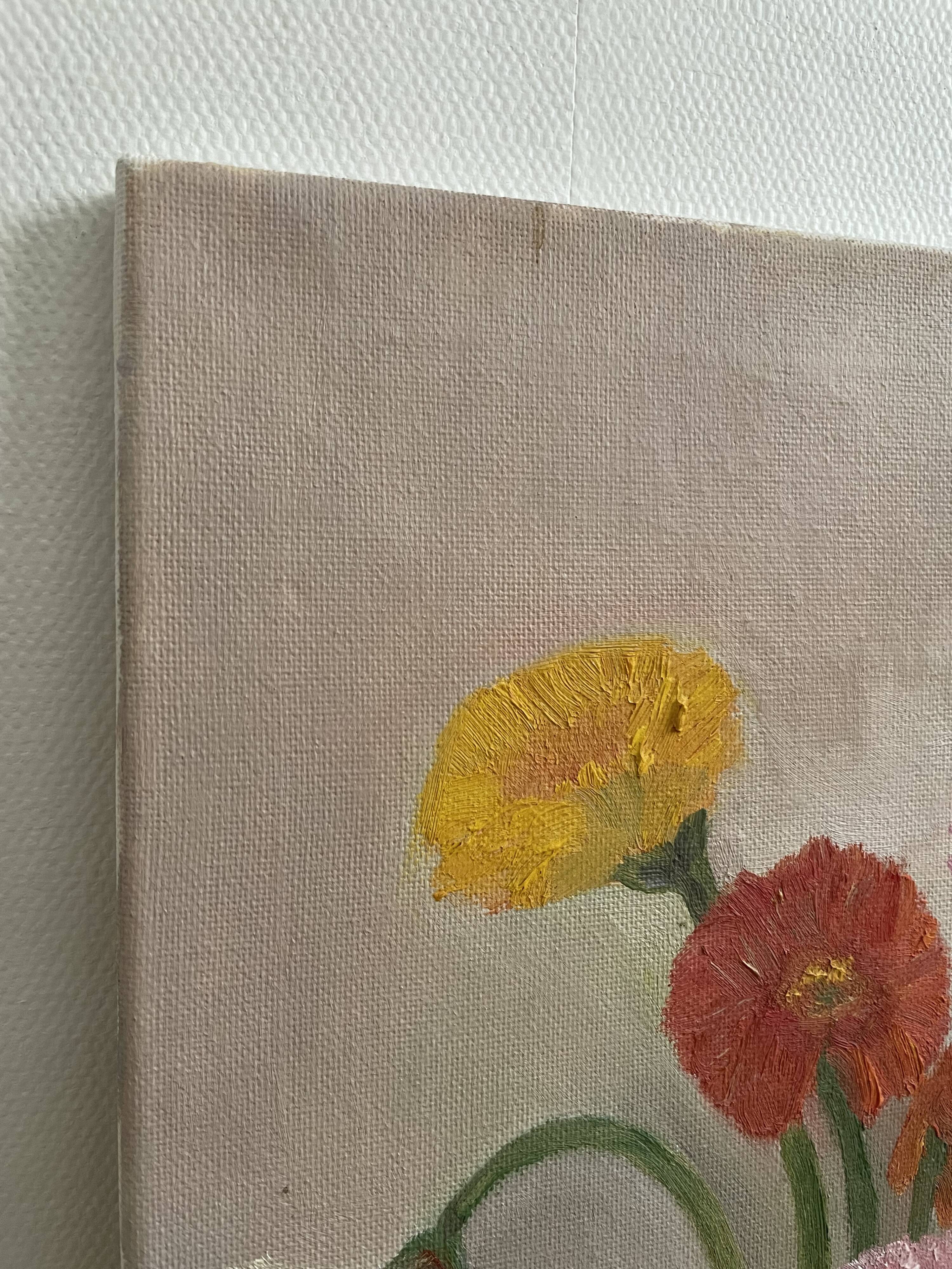 Tableau bouquet, peinture sur toile