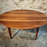 Vintage walnut folding table – France, 1930s, on casters