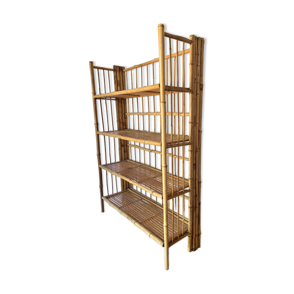 Etagère en bambou pliable années 60 -70