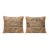 Lot de 2 housses de coussin brodées vintage 59x68 cm
