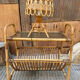 1950s Italian Rattan Side Table