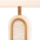 Pair of table lamps, antique brass and alabaster finish, timeless luxury and vintage charm.