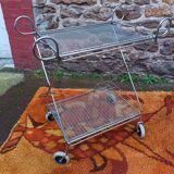 Chrome-plated metal serving cart, 1970s