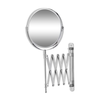 Vintage stainless metal accordion mirror - barber style of the 60s