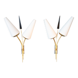 Pair of double reed sconces, 1960