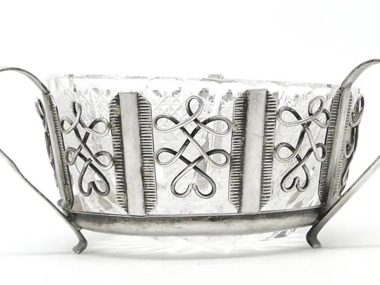 Postmodernist sugar bowl, silver-plated brass, HEFRA, Poland, 1970s