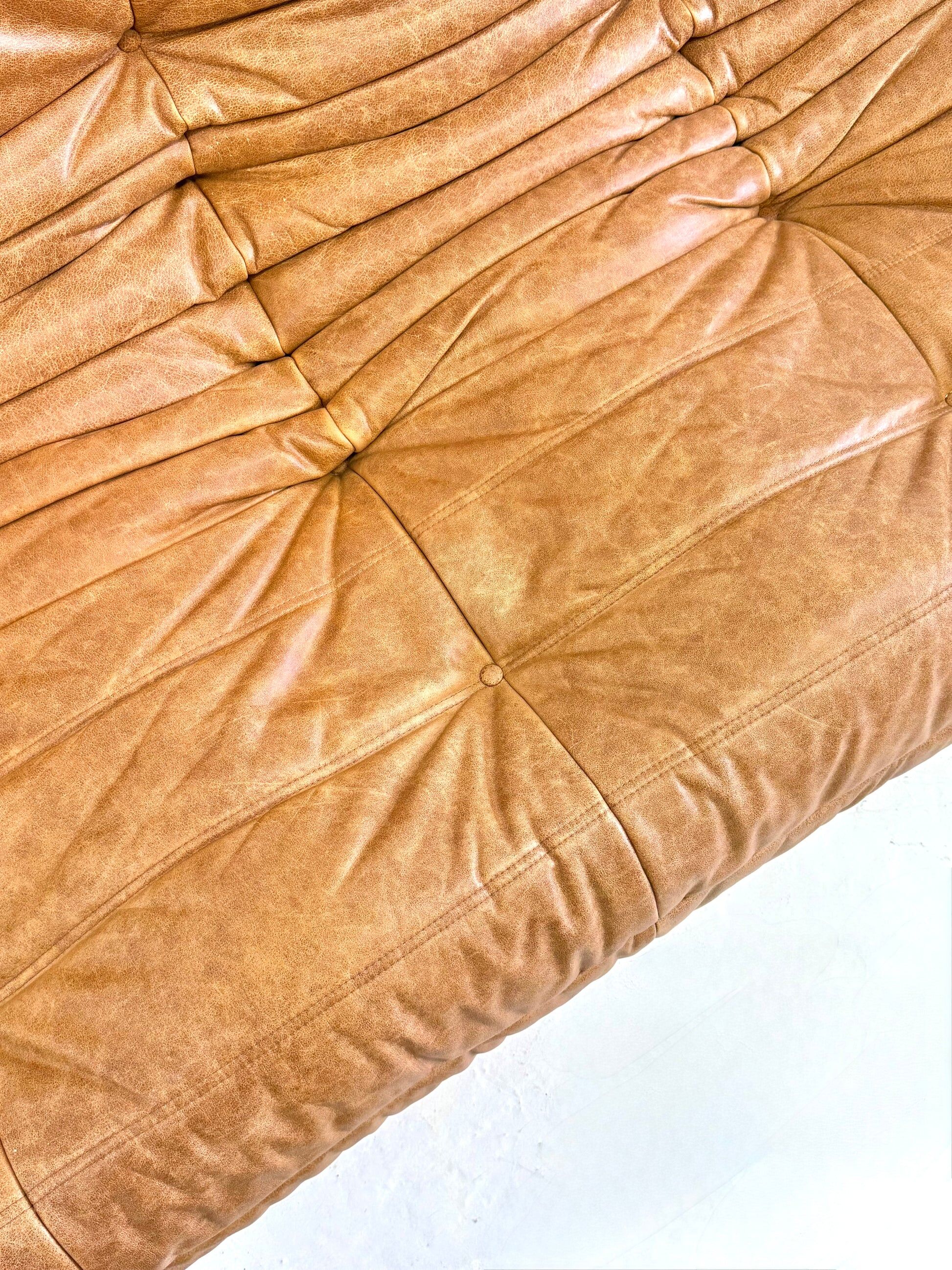Ligne Roset Togo 3-seater in cognac leather