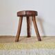 Small stool / antique stool in raw wood – Brutalist spirit