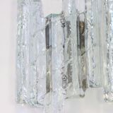 Pairs of large Kalmar-style wall lights in Murano glass, Austria, 1960s.