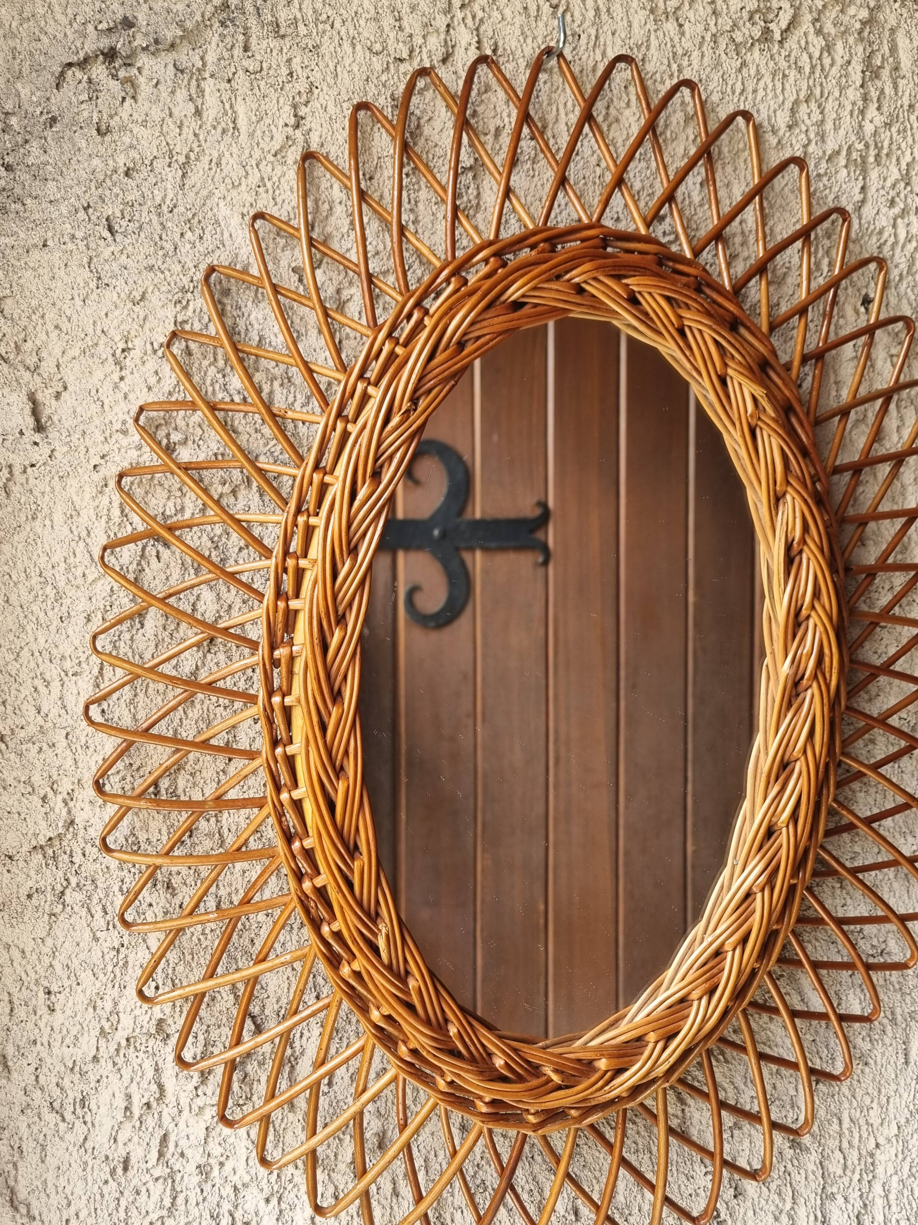 Rattan mirror