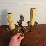 Pair of duo bronze wall lights