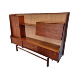 Vintage Teak Wooden Wall Cabinet/highboard With Bar, 1960s