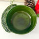 Christmas serving bowl, French BCI holly ceramic bowl, green glazed