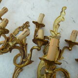 Two pairs of bronze wall light