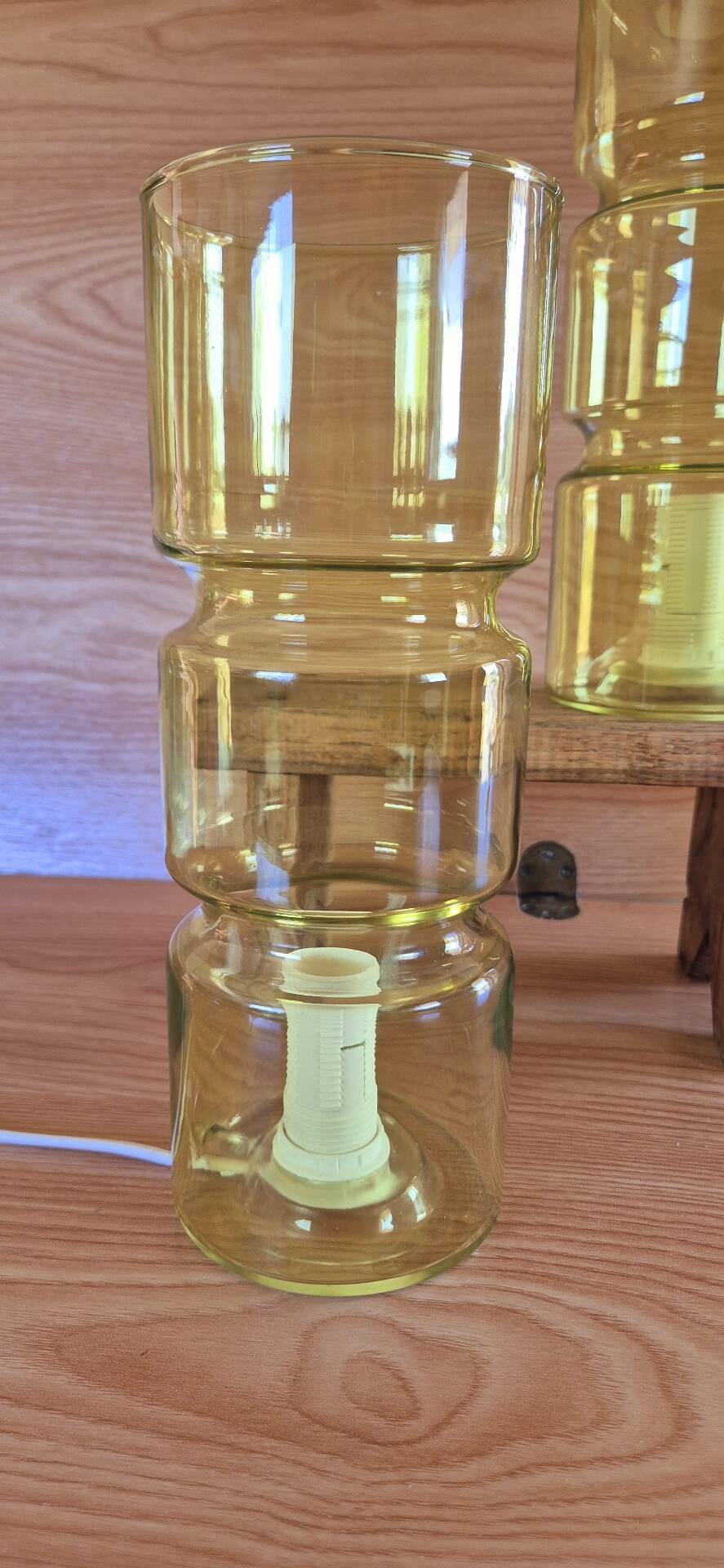 2 Fitz model lamps in yellow glass, Habitat edition.