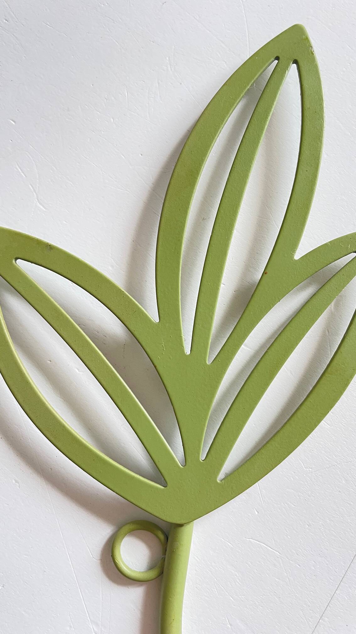 Wall Candle Holder, Green Metal Leaves