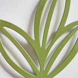 Wall Candle Holder, Green Metal Leaves