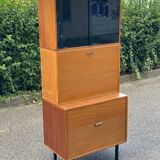 Vintage 1950s smoked glass secretary cabinet