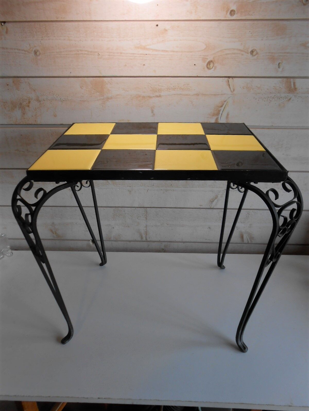 Vintage wrought iron side table 60's
