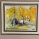 Original Swedish Oil on Canvas – "Houses and Trees in Autumn" by Pia H. Campbell