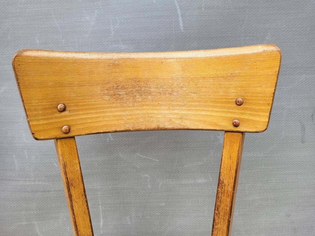 Trio chaises bistrot Baumann 1950 simili vert chiné