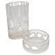 Set of Two Vintage Matching Glass, Tall Vase and Low Bowl, Engraved Decorations