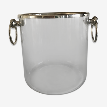 Champagne bucket in glass and silver metal