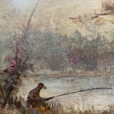 HST painting "The fisherman" signed Dervin with frame