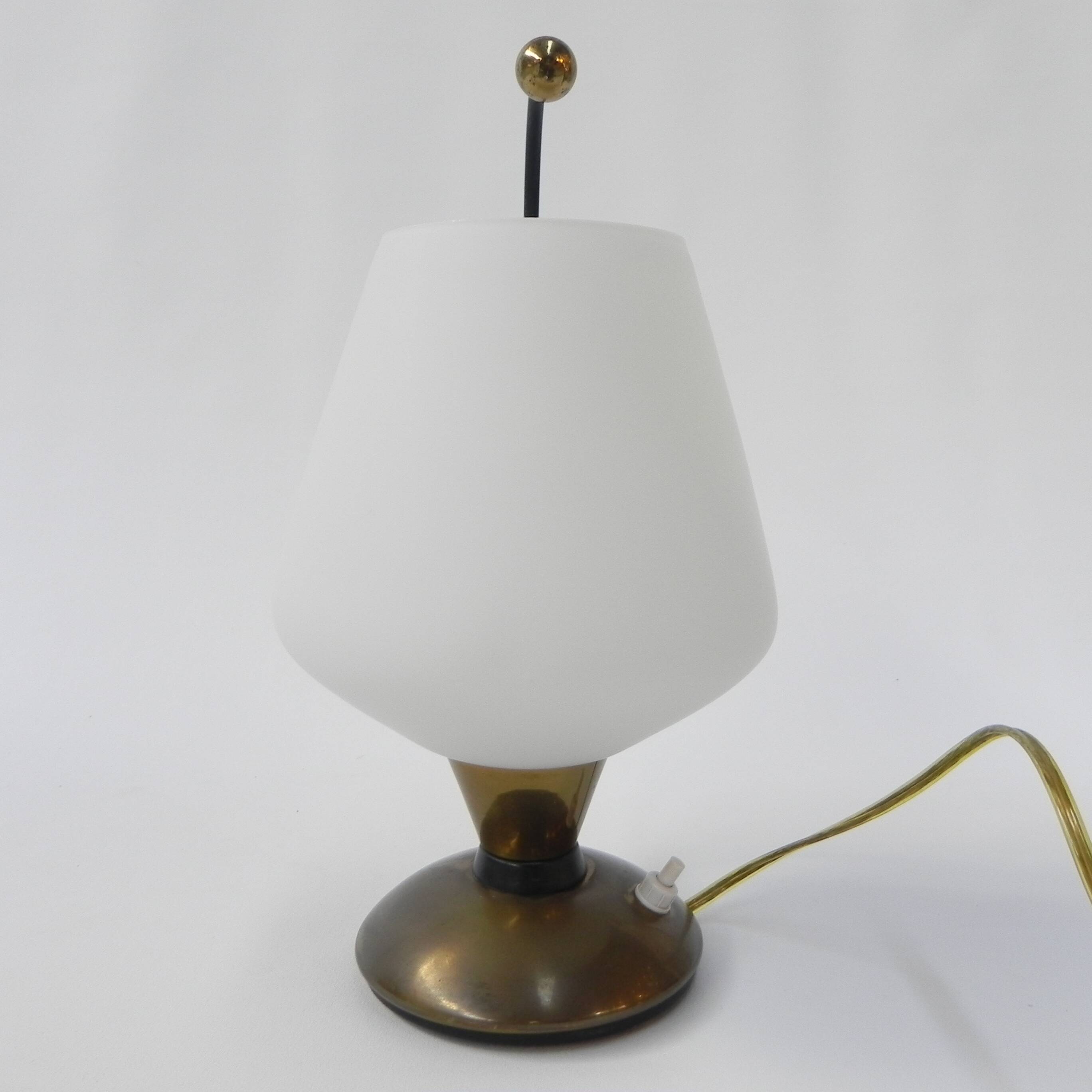 Vintage desk lamp with white glass shade