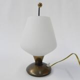 Vintage desk lamp with white glass shade