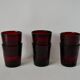 Set of 6 70s burgundy colored glass glasses