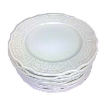 Lot of 10 pale green flower plates